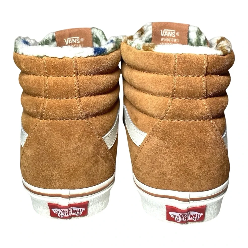 Vans Sk8-Hi Suede High‎ Top Sneakers Tobacco Brown Fleece Lined Multi Pattern